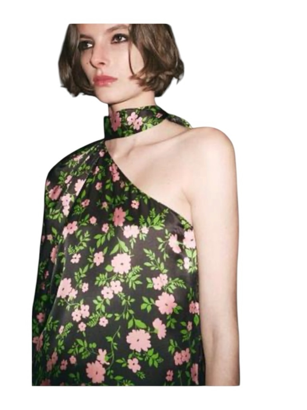 ZARA 100% Silk Asymmetric Floral Midi Dress – Size S - Picture 4 of 11